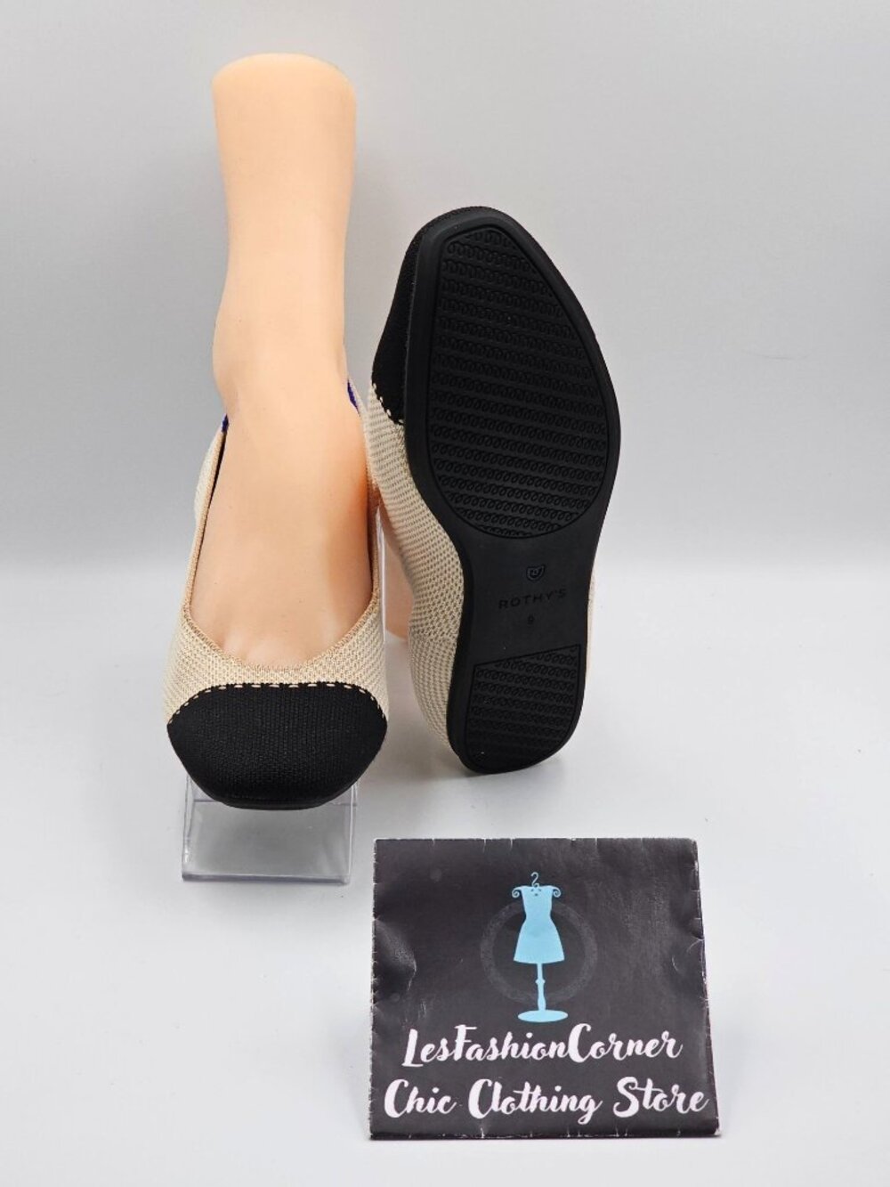 Rothy's Women's Black Beige The Square Slip-On Shoes Squared-Toe Flats Sz 9 2743 - Picture 4 of 16